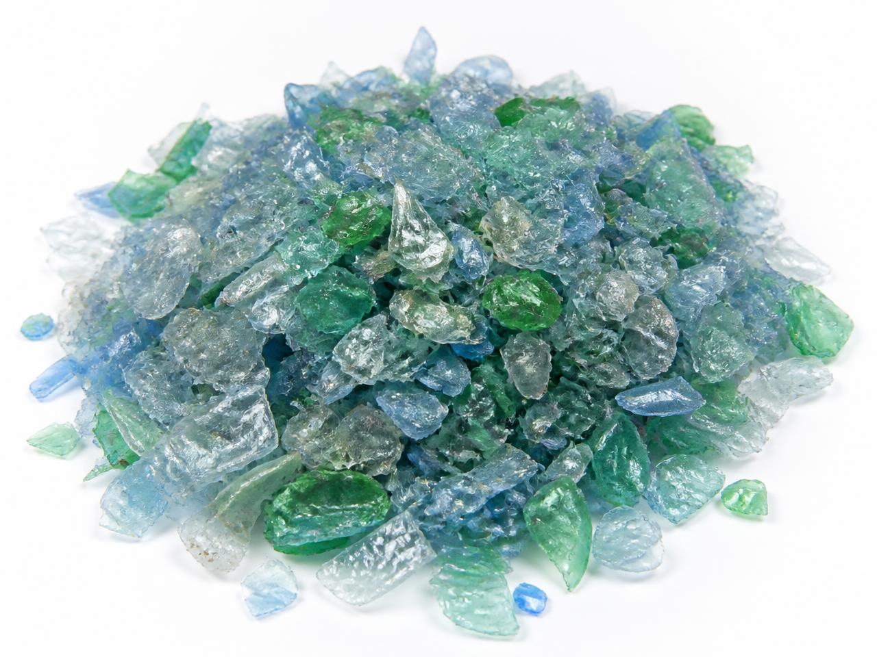 Cold washed recycled PET bottle flakes in clear, light blue and green mixed grades