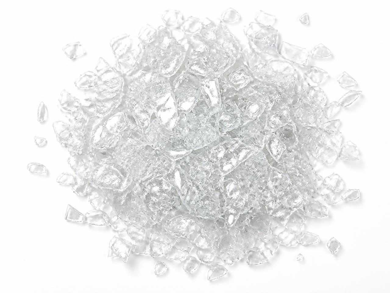 Clear hot washed recycled PET bottle flakes, 8-14 mm, manufactured by Bio Life Pakistan